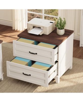 2 Drawers Lateral File Cabinet with Deepened Tabletop, Farmhouse Wood Large Filing Cabinet for Legal/Letter File wHanging Rod, Sturdy Frame