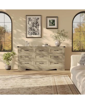 Drawer Dresser for Bedroom, Farmhouse Tall Wooden Chest of Drawers with Mid Century Modern Style