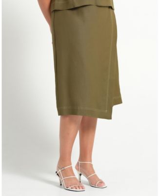 Plus Size Women' s Sonnet Linen Summer Wrap Midi Skirt