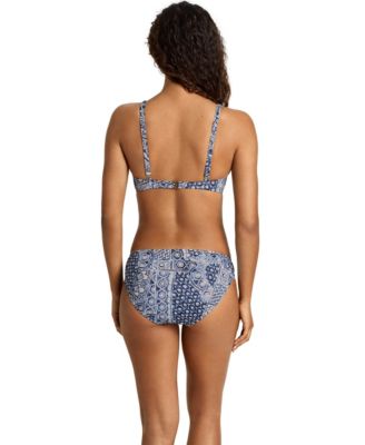 Women's Ring Over The Shoulder V-Neck Bikini Top and Full Coverage Ring Hipster Bottom 