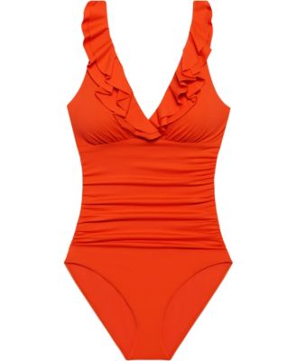 Ruffle Surplice Underwire One Piece Swimsuit