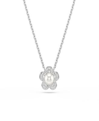 Ariana Grande x Rhodium Plated Mother of Pearl Flower Pendant Necklace