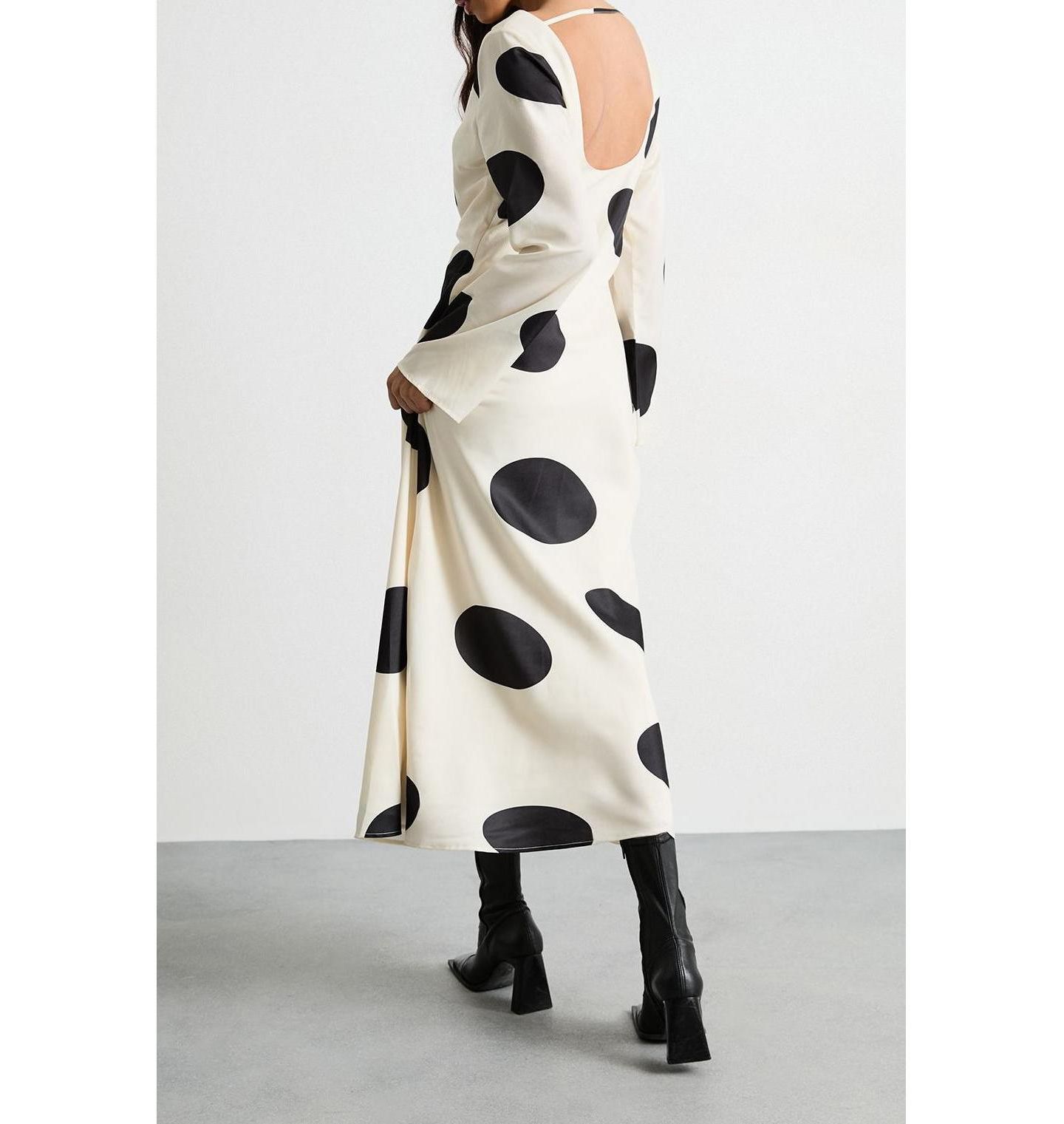 Женское платье Warehouse Polka Dot Scoop Back Maxi, цвет: Слоновая кость — фото 6