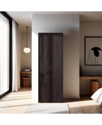 Armoire with 2 Doors 4 Shelves in Walnut and Wengue Space Saving Bedroom Storage Cabinet