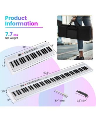 Key Foldable Electric Keyboard Piano with Wireless MIDI and Dual Speakers