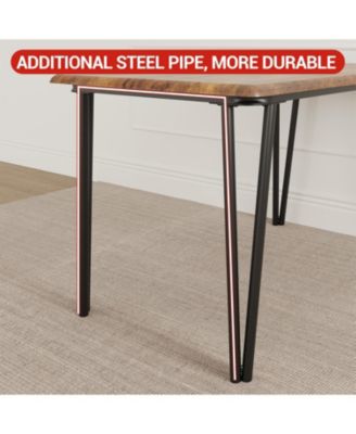 5-Piece Square Dining Set for 4, Metal Frame Table & Upholstered Chairs, Retro