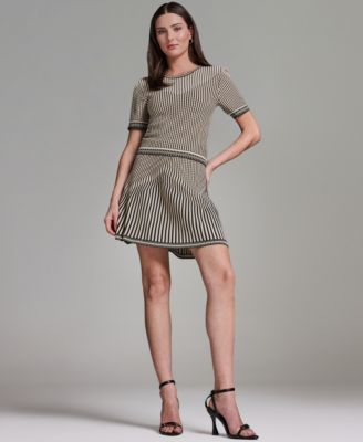 Women's Short-Sleeve Mix Pattern Crew Neck Top