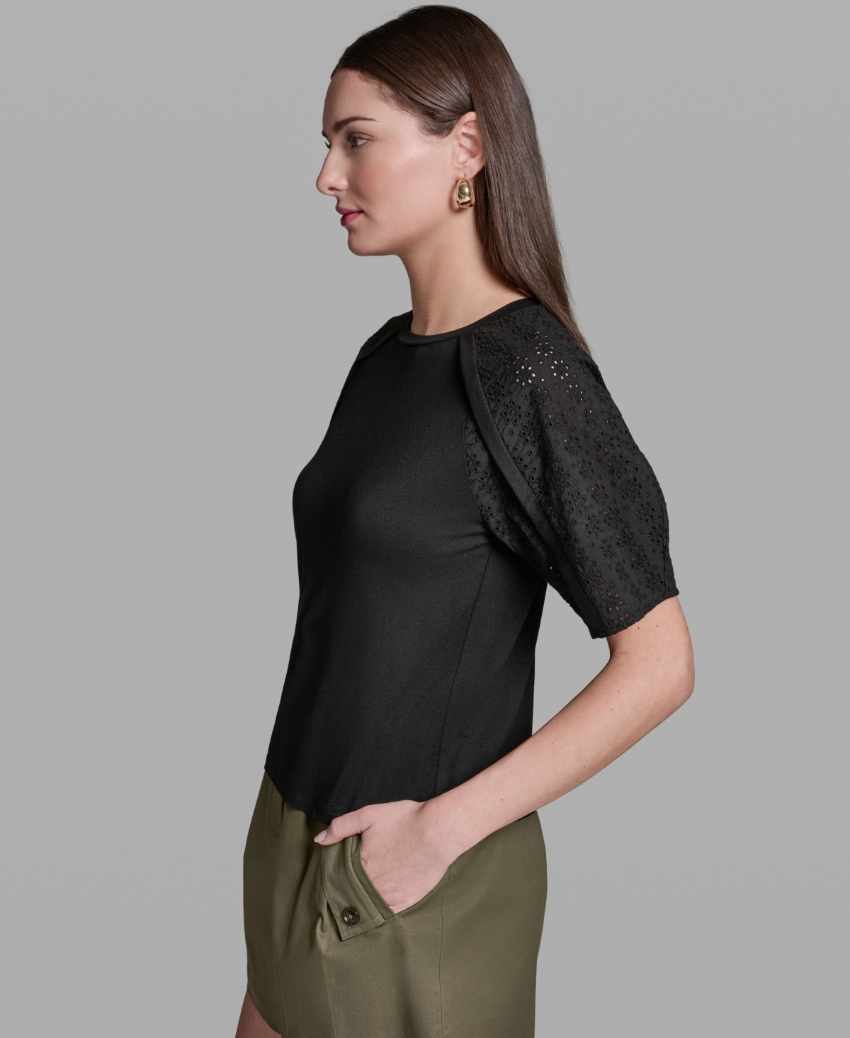 Bcbg Women's Short-Sleeve Crew Neck Top