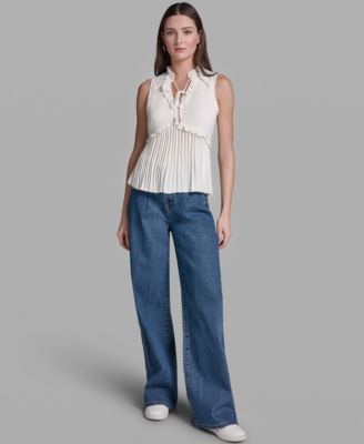 Women's Ruffles Pleated Hem Top