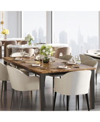 78.7" Industrial Dining Table for 6, Wooden Long Table, Mortise Tenon, Metal Legs, Dining Room, Office, Retro