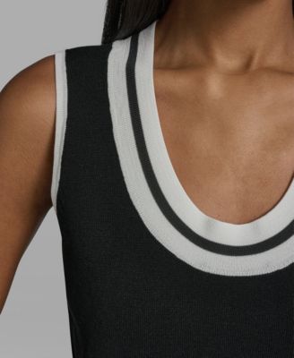 Women's Scoop-Neck Sleeveless Knit Top with Contrast Trim
