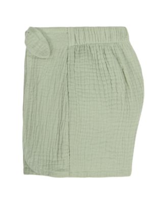 Girls' 2T-6X Crinkled Muslin Daisy Trim Tunic and Wrap Shorts, 2-Piece Set