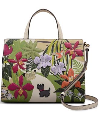 RHS Small Leather Appliqu&eacute; Ziptop Grab Satchel Bag
