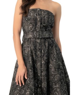 Women's Fantasy Denim Midi Strapless Dress
