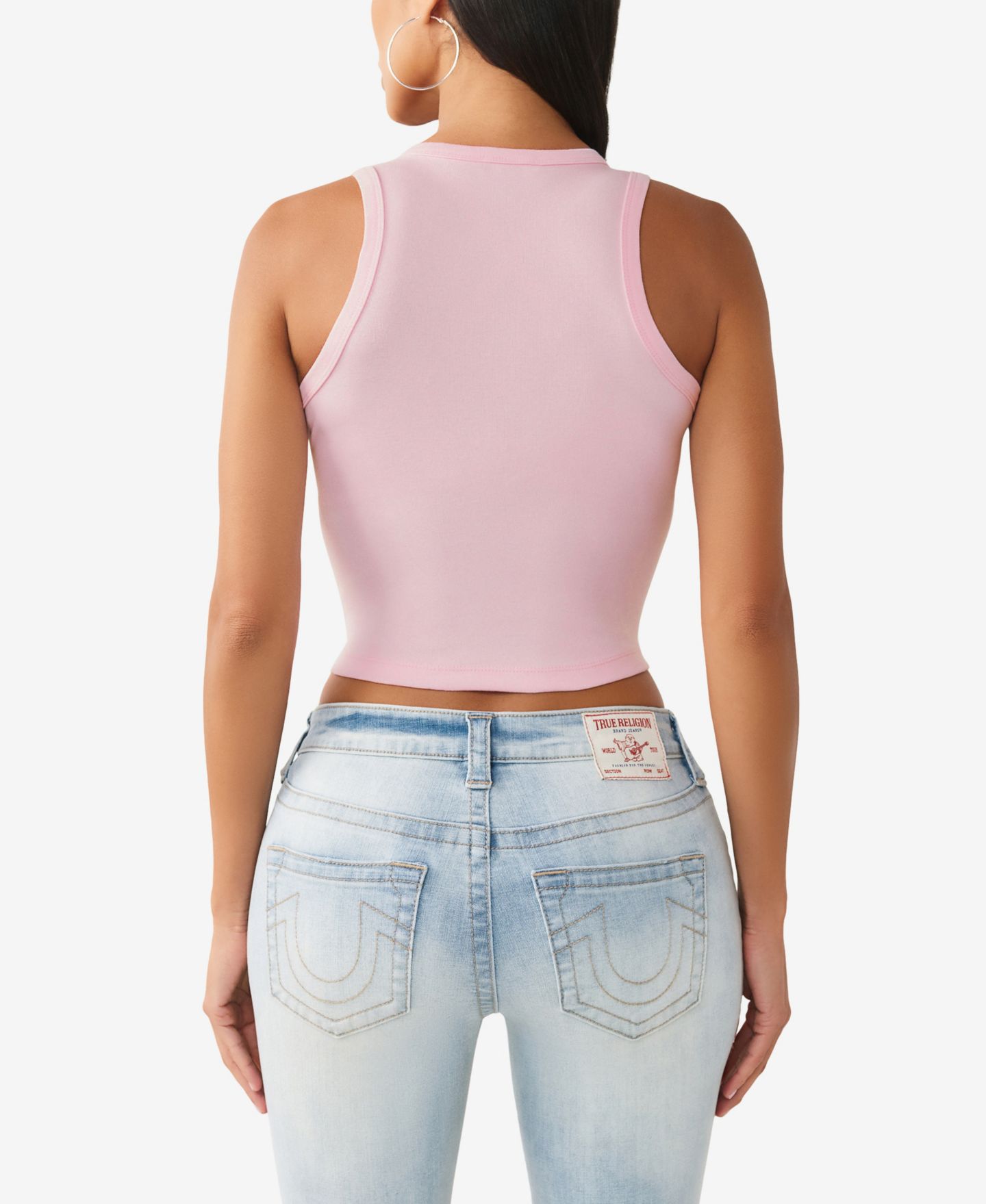 Женский топ True Religion Applique Lace Up Rib, цвет: Вишнёвый — фото 3