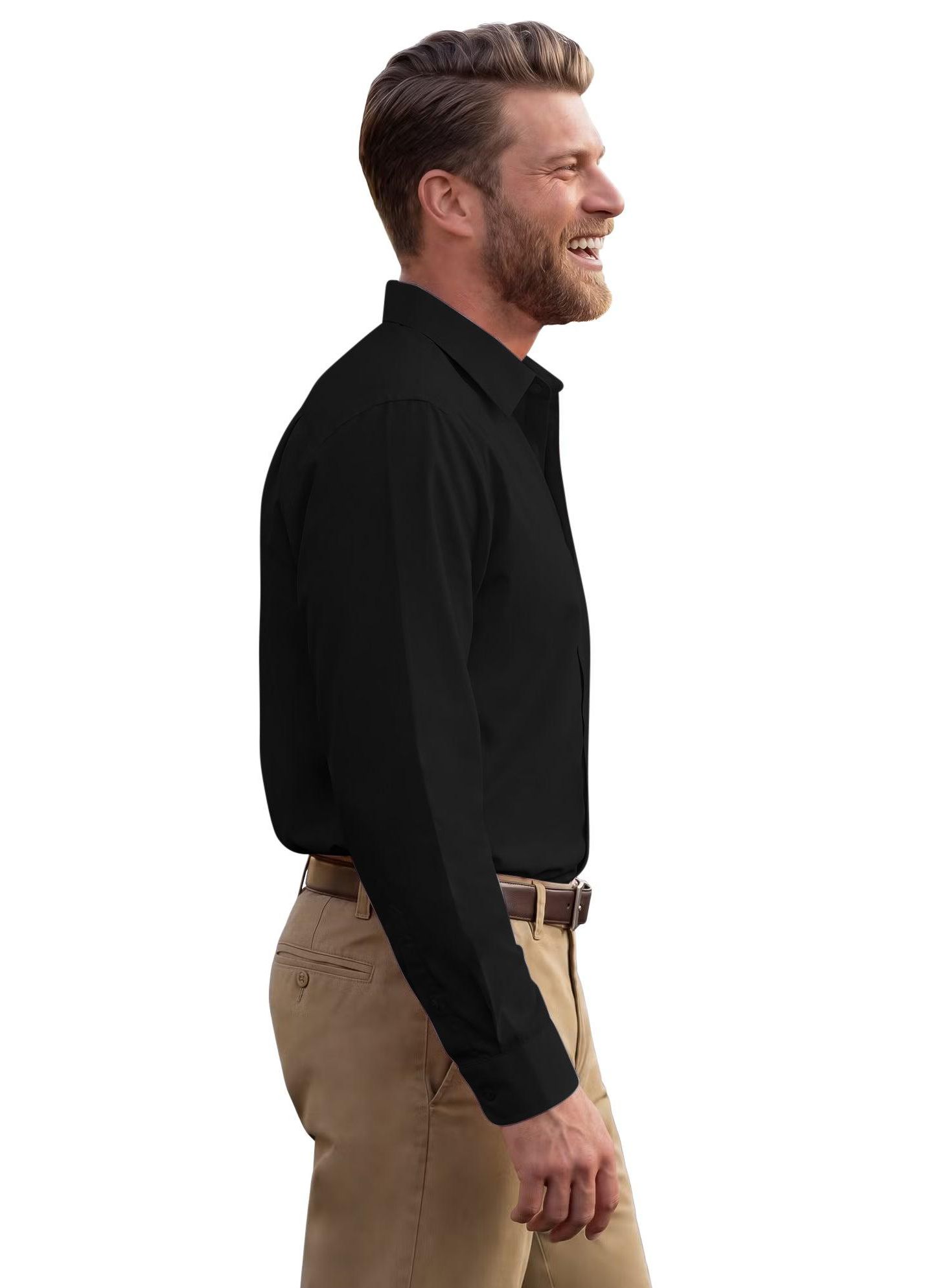 Мужская рубашка KingSize Wrinkle-Free Dress Shirt, цвет: Чёрный, вариант 1 — фото 3