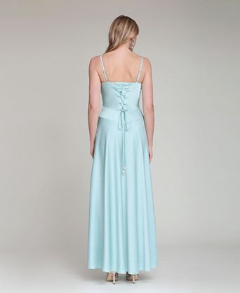 aqua formal dresses BessDress Strapless Long Bridesmaid Dress for Women Satin Ruched Prom Dress A Line Evening Gown Aqua Size 2 : Clothing, Shoes & Jewelry Sweetheart Sleeves KissProm Sweetheart Aqua Blue Sheath