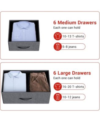 12 Drawer Dresser with Fabric Bins,Fabric Storage Tower,Closet Organizers and Storage for Bedroom,Hallway&Entryway,Wood Top Chest of Drawers