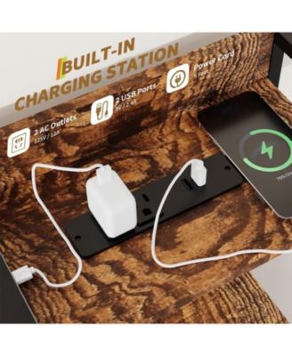 Rustic Dresser for Bedroom with Charging Station, App-Controlled RGB LED, Tall Dresser Storage Organizer with 11 Fabric Drawers