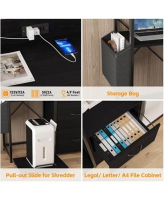 Printer Stand with Storage, 49.2" × 37.8" 3-Tier 3D Printer Table with 2 Drawers, Charging Station & LED Lights, Side Organizer Basket