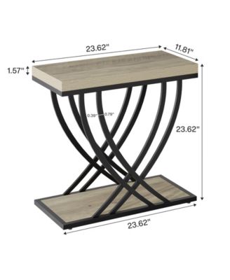 Side Table, 2-Tier Narrow End Table for Living Room, Industrial Nightstand with Metal Frame, Small Bedside Tables