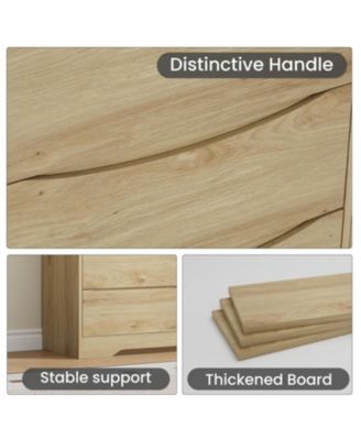 Wooden Dresser with 8 Drawers, Tall Modern Closet with Deep Storage, Large Chest of Drawers with Wide Top, Long Storage Dresser for Bedroom