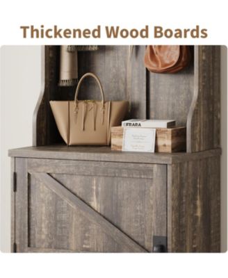 Farmhouse 3-in-1 Hall Tree with Shoe Storage Bench & Hooks for Entryway.