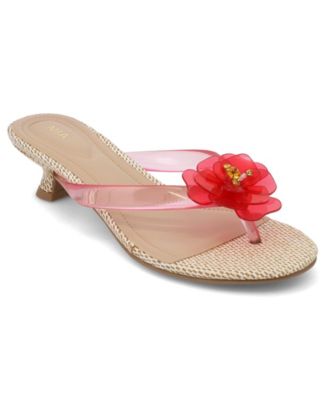Women's Magnoleia Flower Kitten Heel Thong Sandals