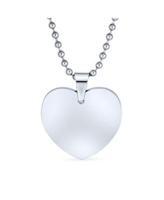 Blank Heart Shape Medical Identification Medical ID Pendant Necklace Stainless Steel