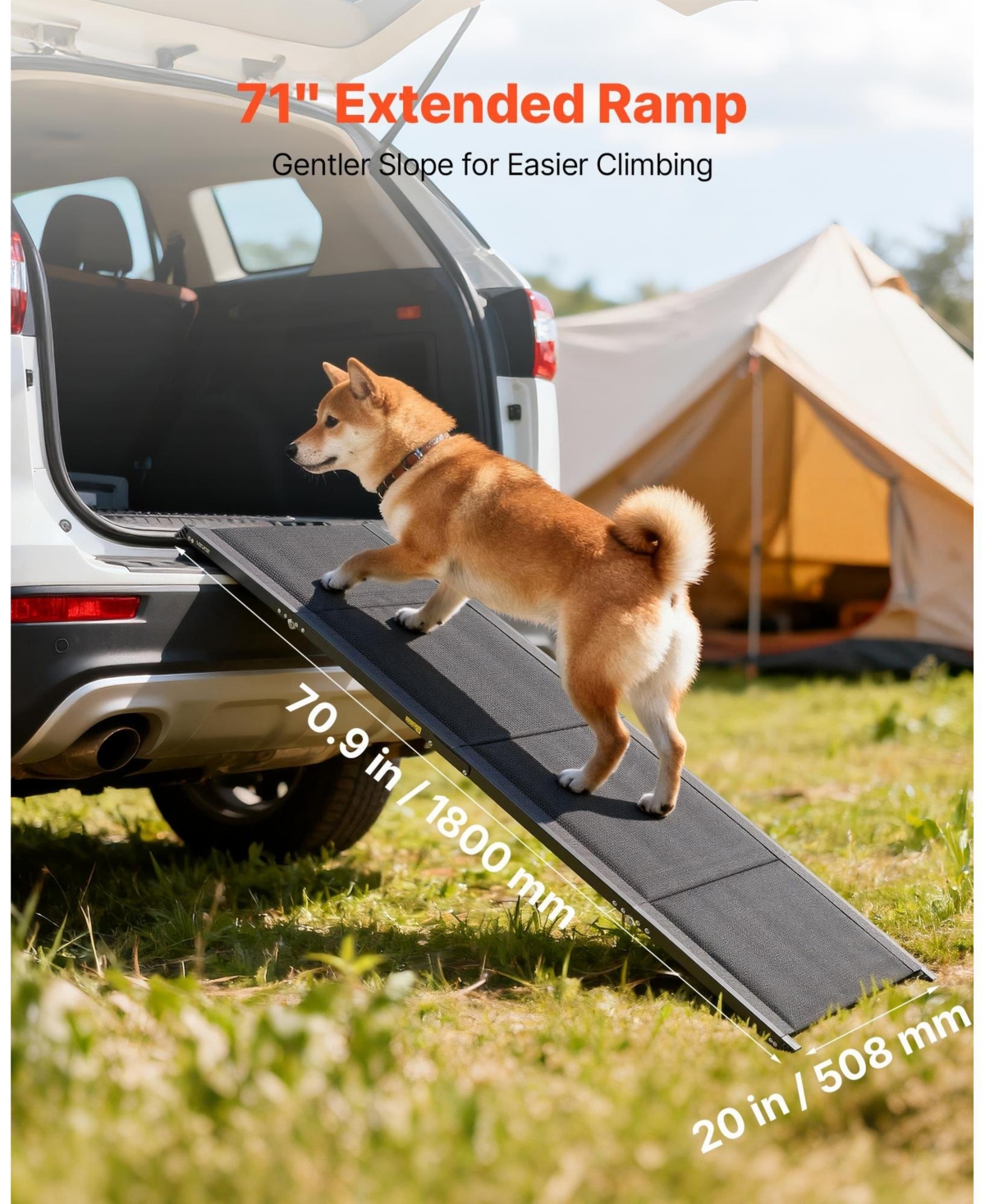 Cozito 71" Folding Dog Ramp 20" Wide, Non-Slip Surface, Supports up to 250 lbs