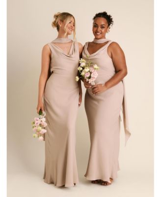 Women's Plunge Cowl Chiffon Bridesmaid Dress