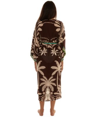 Women's V-Neck Kimono Maxi Duster Cover-Up