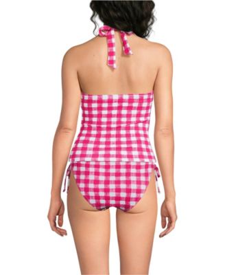 Women's Pique Knot Twist Halter Tankini Top