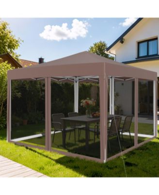 10x10 ft Pop-Up Canopy Tent with Mesh Netting, Instant Setup