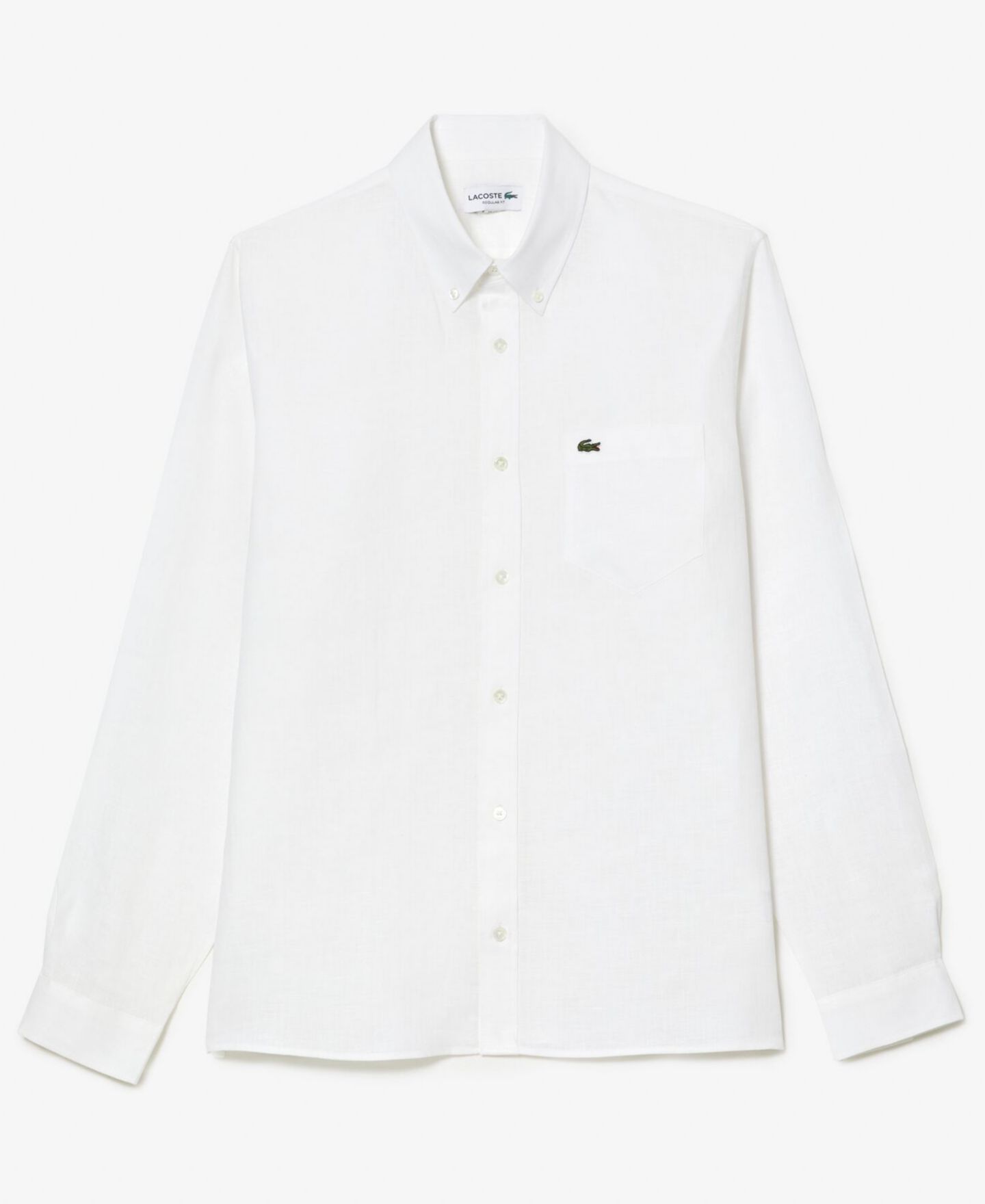 Мужская рубашка Lacoste Regular-Fit Long-Sleeve Linen, цвет: 001 Белый — фото 5
