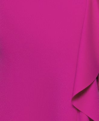  Petite Cross-Neck Ruffle Gown