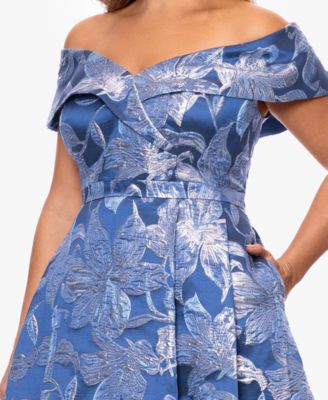  Plus Size High-Low Off-The-Shoulder Gown