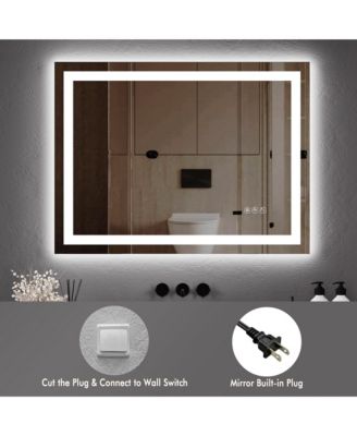 LED Bathroom Mirror 2028 Wall-Mounted Vanity Mirrors Stepless Dimmable Wall Mirrors, Backlit + Front Lit, Memory Function, Waterproof