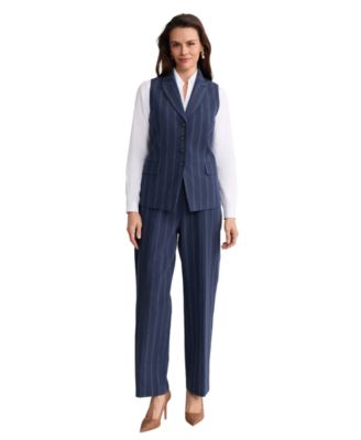Women's Four-Button Linen-Blend Peak Lapel Vest