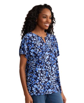 Women's Extend Shoulder Placket Round Neck Top