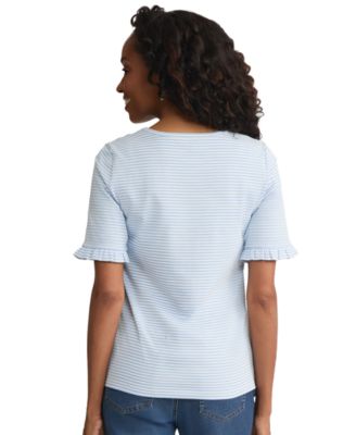 Women's Ruffle Elbow Sleeve Crewneck Top