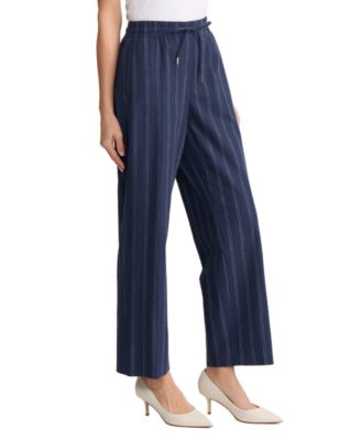 Women's Mid-Rise Linen-Blend Straight Pants