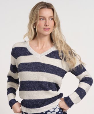 Women's Long-Sleeve V-Neck Knitted Sweater