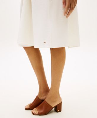 Women's Linen Belted Midi Dress