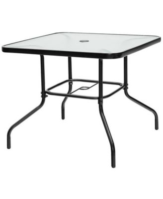 Outdoor 5-Piece Dining Set with Stackable Chairs and Cushions