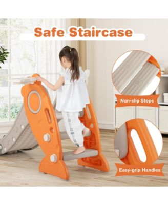 4-in-1 Indoor Kids Slide with Basketball Hoop & Rings, Ages 3+