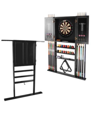 Wood 10 Billiard Pool Cue Rack & Dart Board Cabiner Combination Rack Only