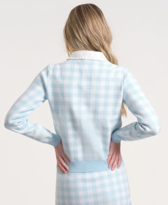 Women's Long-Sleeve Gingham Cardigan