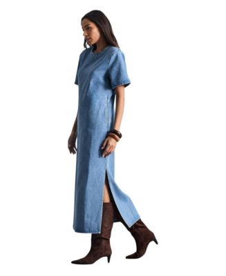 Warehouse Women's Denim Side Split Midi Dress
