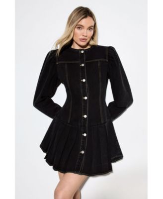 Women's Premium Denim Balloon Sleeve Dress